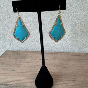 Kendra Scott Alex Turquoise Teardrop Gold-Trim Earrings